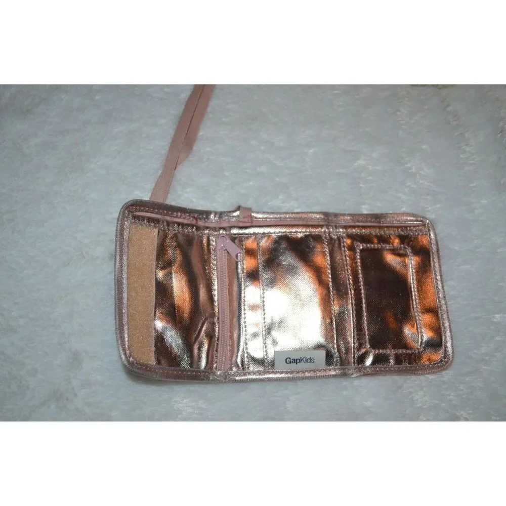 Gap Kids Rose Gold Lanyard Cat Wallet